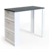 Bartisch Weiß/Anthrazit 57 x 117 cm mit 3 Fächern Vicco