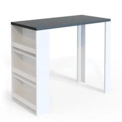 Bartisch Weiß/Anthrazit 57 x 117 cm mit 3 Fächern Vicco