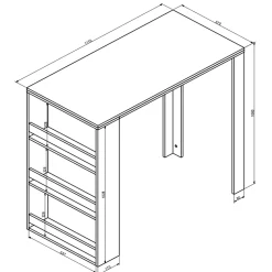 Bartisch Weiß/Anthrazit 57 x 117 cm mit 3 Fächern Vicco