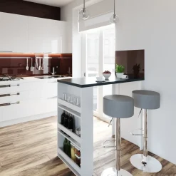 Bartisch Weiß/Anthrazit 57 x 117 cm mit 3 Fächern Vicco