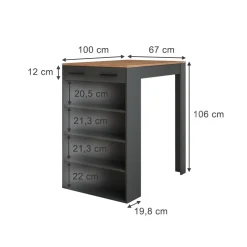 Bartisch Repose Goldkraft Eiche/Anthrazit 67 x 100 cm Vicco