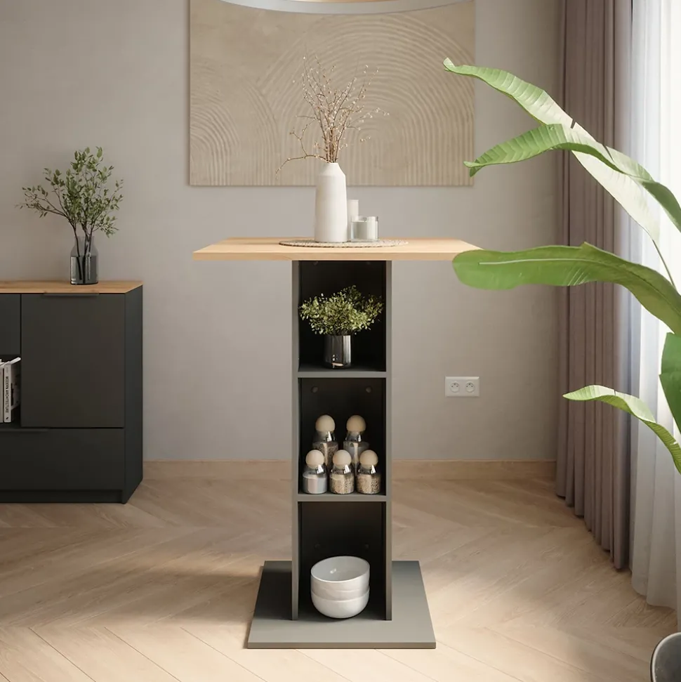 Bartisch Repose Goldkraft Eiche/Anthrazit 75 x 75 cm Vicco