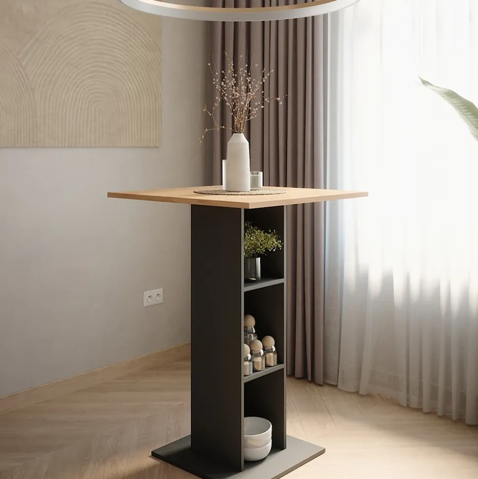 Bartisch Repose Goldkraft Eiche/Anthrazit 75 x 75 cm Vicco