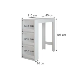 Bartisch Repose Weiß 45 x 110 cm Vicco