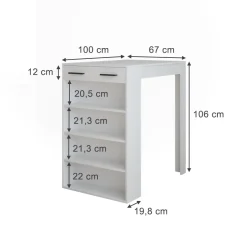 Bartisch Repose Weiß 67 x 100 cm Vicco