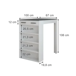Bartisch Repose Weiß/Anthrazit 67 x 100 cm Vicco