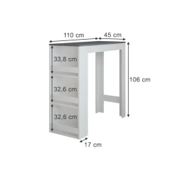 Bartisch Repose Weiß/Anthrazit 45 x 110 cm Vicco