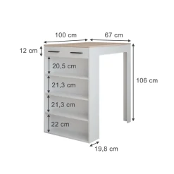 Bartisch Repose Weiß/Sonoma 67 x 100 cm Vicco