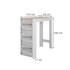 Bartisch Repose Weiß/Sonoma 45 x 110 cm Vicco
