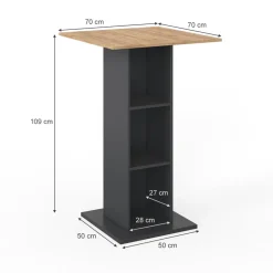 Bartisch Rodeo Anthrazit 70 x 70 cm Vicco