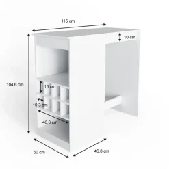 Bartisch Ross Weiß 115 x 50 cm Vicco