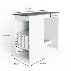 Bartisch Ross Weiß/Anthrazit 115 x 50 cm Vicco