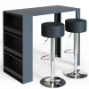 Bartisch-Set Anthrazit 57 x 117 cm mit 2 Barhockern Vicco