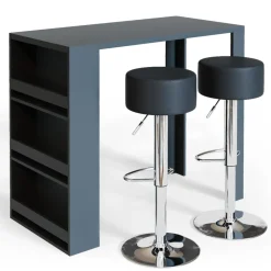 Bartisch-Set Anthrazit 57 x 117 cm mit 2 Barhockern Vicco