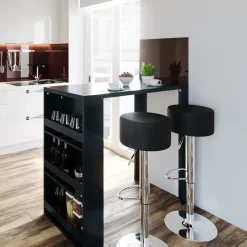 Bartisch-Set Anthrazit 57 x 117 cm mit 2 Barhockern Vicco