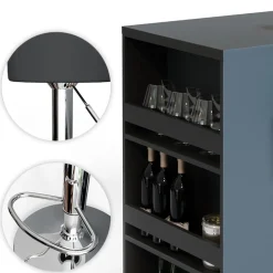 Bartisch-Set Anthrazit 57 x 117 cm mit 2 Barhockern Vicco