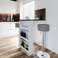 Bartisch-Set Anthrazit/Weiß 57 x 80 cm mit 2 Barhockern Vicco