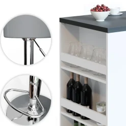 Bartisch-Set Anthrazit/Weiß 57 x 80 cm mit 2 Barhockern Vicco