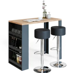 Bartisch-Set Eiche 57 x 117 cm mit 2 Barhockern Vicco