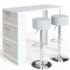 Bartisch-Set Weiß 57 x 117 cm mit 2 Barhockern Vicco