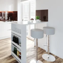 Bartisch-Set Weiß 57 x 117 cm mit 2 Barhockern Vicco