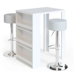 Bartisch-Set Weiß 57 x 80 cm mit 2 Barhockern Vicco