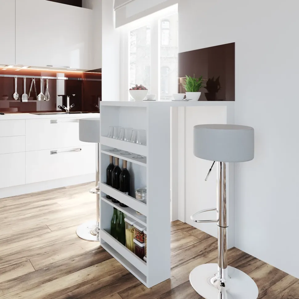 Bartisch-Set Weiß 57 x 80 cm mit 2 Barhockern Vicco