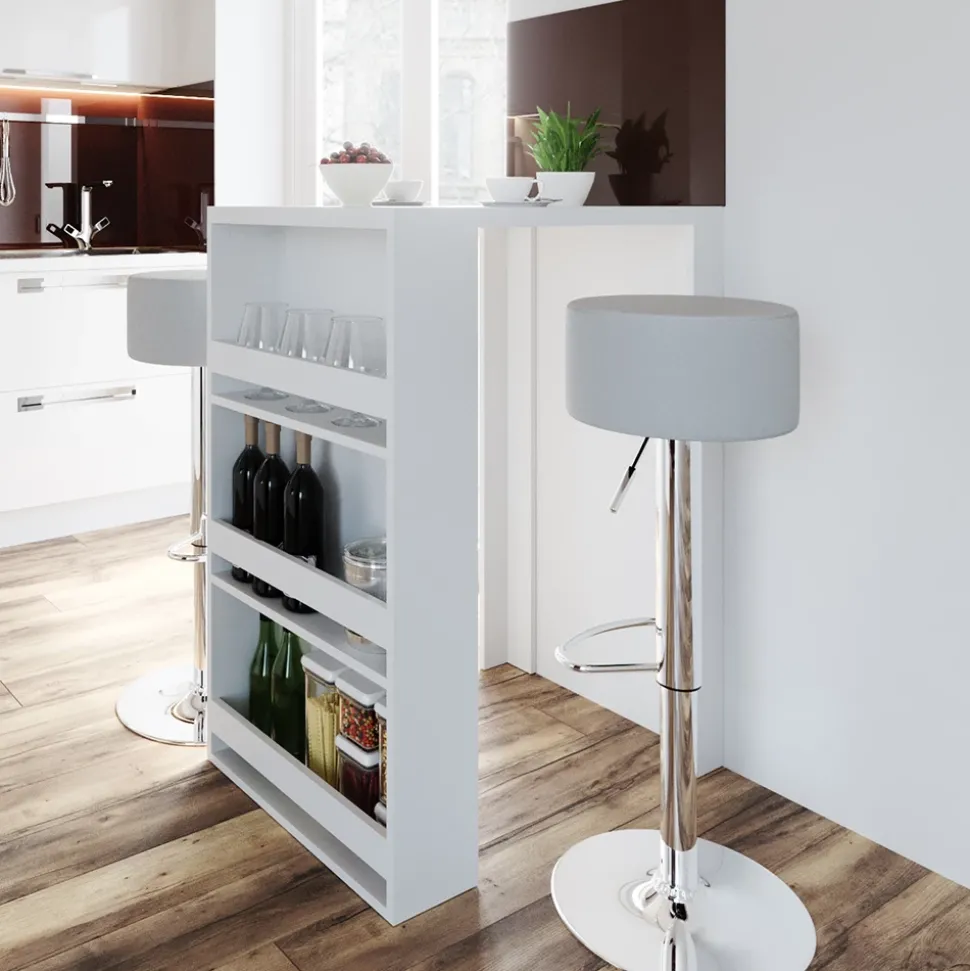 Bartisch-Set Weiß 57 x 80 cm mit 2 Barhockern Vicco