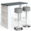 Bartisch-Set Weiß/Grau 57 x 117 cm mit 2 Barhockern Vicco