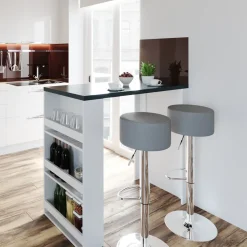 Bartisch-Set Weiß/Grau 57 x 117 cm mit 2 Barhockern Vicco