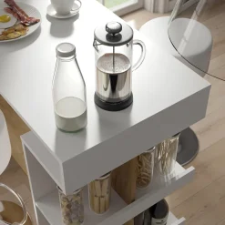 Bartisch-Set Dana Weiß/Goldkraft Eiche 108 x 50 cm mit 2 Barhockern Vicco