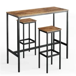 Bartisch-Set Fyrk Antikholz 120 x 50 cm mit 2 Barhockern Vicco