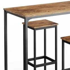 Bartisch-Set Fyrk Antikholz 120 x 50 cm mit 2 Barhockern Vicco