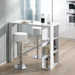 Bartisch-Set Noel Weiß 120 x 60 cm mit 2 Barhockern Vicco