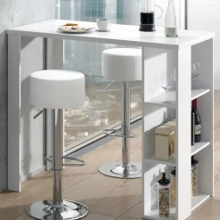 Bartisch-Set Noel Weiß 120 x 60 cm mit 2 Barhockern Vicco