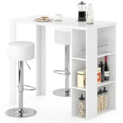 Bartisch-Set Noel Weiß 120 x 60 cm mit 2 Barhockern Vicco