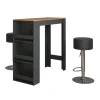 Bartisch-Set Repose Anthrazit/Goldkraft Eiche 45 x 110 cm mit 2 Barhockern Vicco