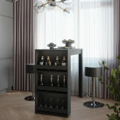 Bartisch-Set Repose Anthrazit 57 x 117 cm mit 2 Barhockern Vicco