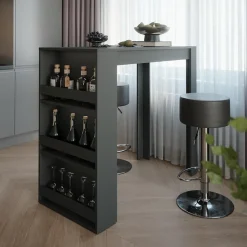 Bartisch-Set Repose Anthrazit 57 x 117 cm mit 2 Barhockern Vicco