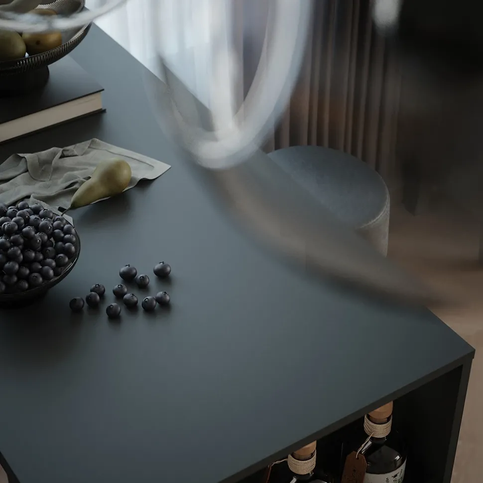 Bartisch-Set Repose Anthrazit 57 x 117 cm mit 2 Barhockern Vicco