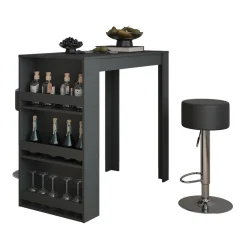 Bartisch-Set Repose Anthrazit 57 x 117 cm mit 2 Barhockern Vicco