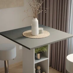 Bartisch-Set Repose Beton/Weiß 75 x 75 cm mit 2 Barhockern Vicco