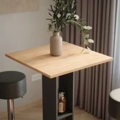 Bartisch-Set Repose Goldkraft Eiche/Anthrazit 65 x 65 cm mit 2 Barhockern Vicco