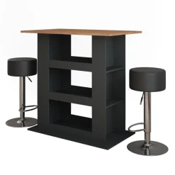 Bartisch-Set Repose Goldkraft Eiche/Anthrazit 110 x 65 cm mit 2 Barhockern Vicco