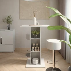 Bartisch-Set Repose Weiß 75 x 75 cm mit 2 Barhockern Vicco