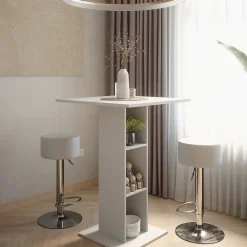 Bartisch-Set Repose Weiß 75 x 75 cm mit 2 Barhockern Vicco