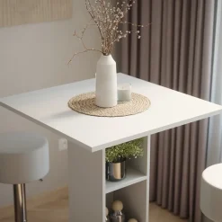 Bartisch-Set Repose Weiß 75 x 75 cm mit 2 Barhockern Vicco