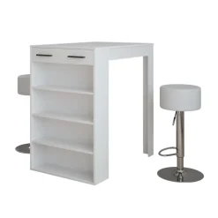 Bartisch-Set Repose Weiß 67 x 100 cm mit 2 Barhockern Vicco