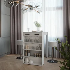 Bartisch-Set Repose Weiß 67 x 100 cm mit 2 Barhockern Vicco