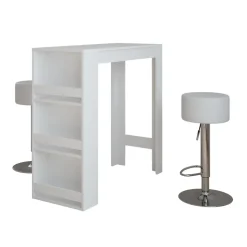 Bartisch-Set Repose Weiß 45 x 110 cm mit 2 Barhockern Vicco